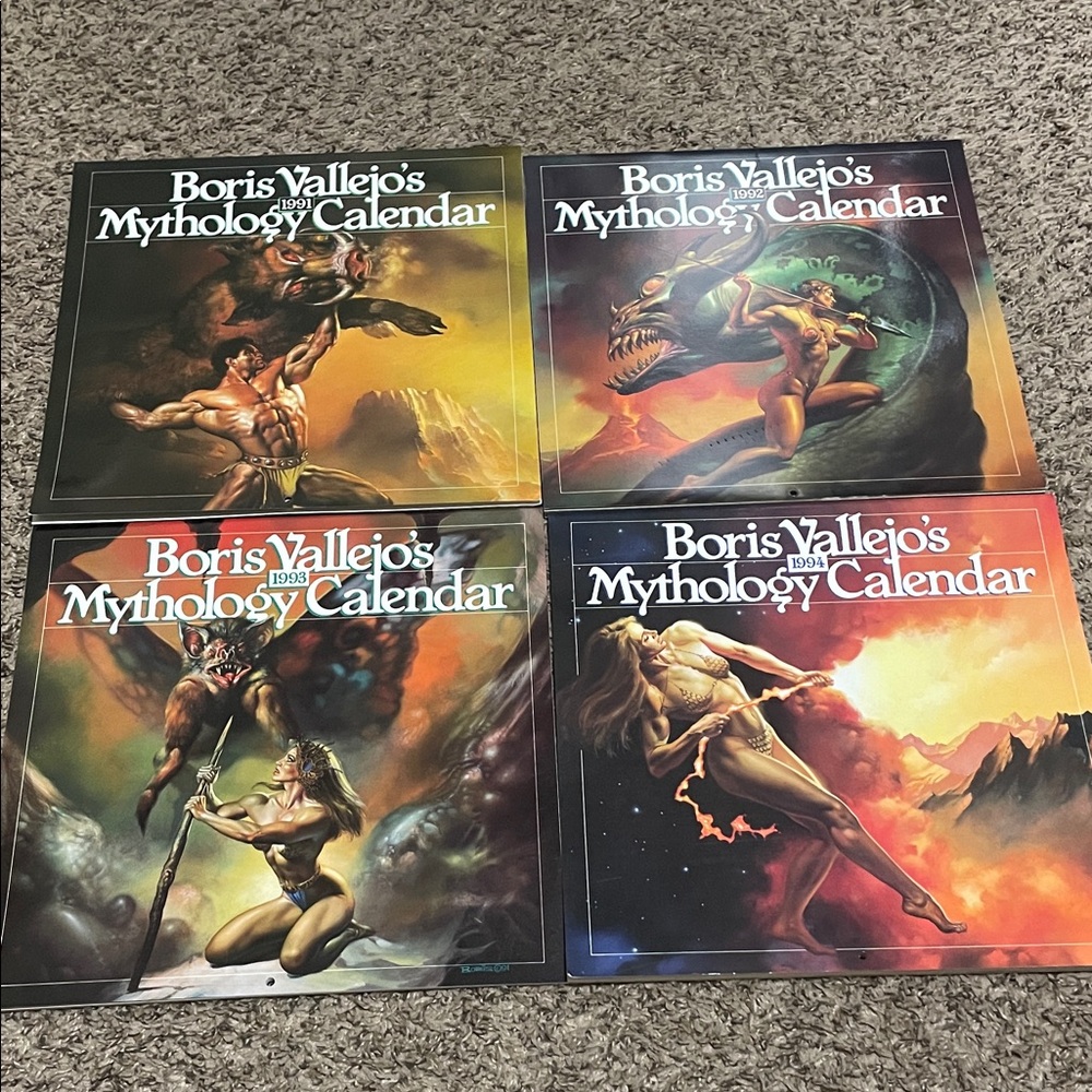Boris Vallejo’s Mythology Wall Calendars Years 1991,1992,1993, and 1994